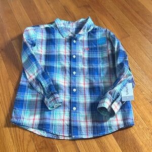 Carter's Blue and Red Plaid Button-Down Shirt